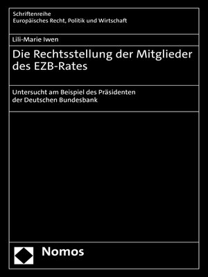 cover image of Die Rechtsstellung der Mitglieder des EZB-Rates